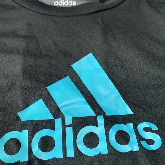 BOYS ADIDAS 3 STRIPE ATHLETIC BLACK SHIRT size lar - Picture 5 of 7